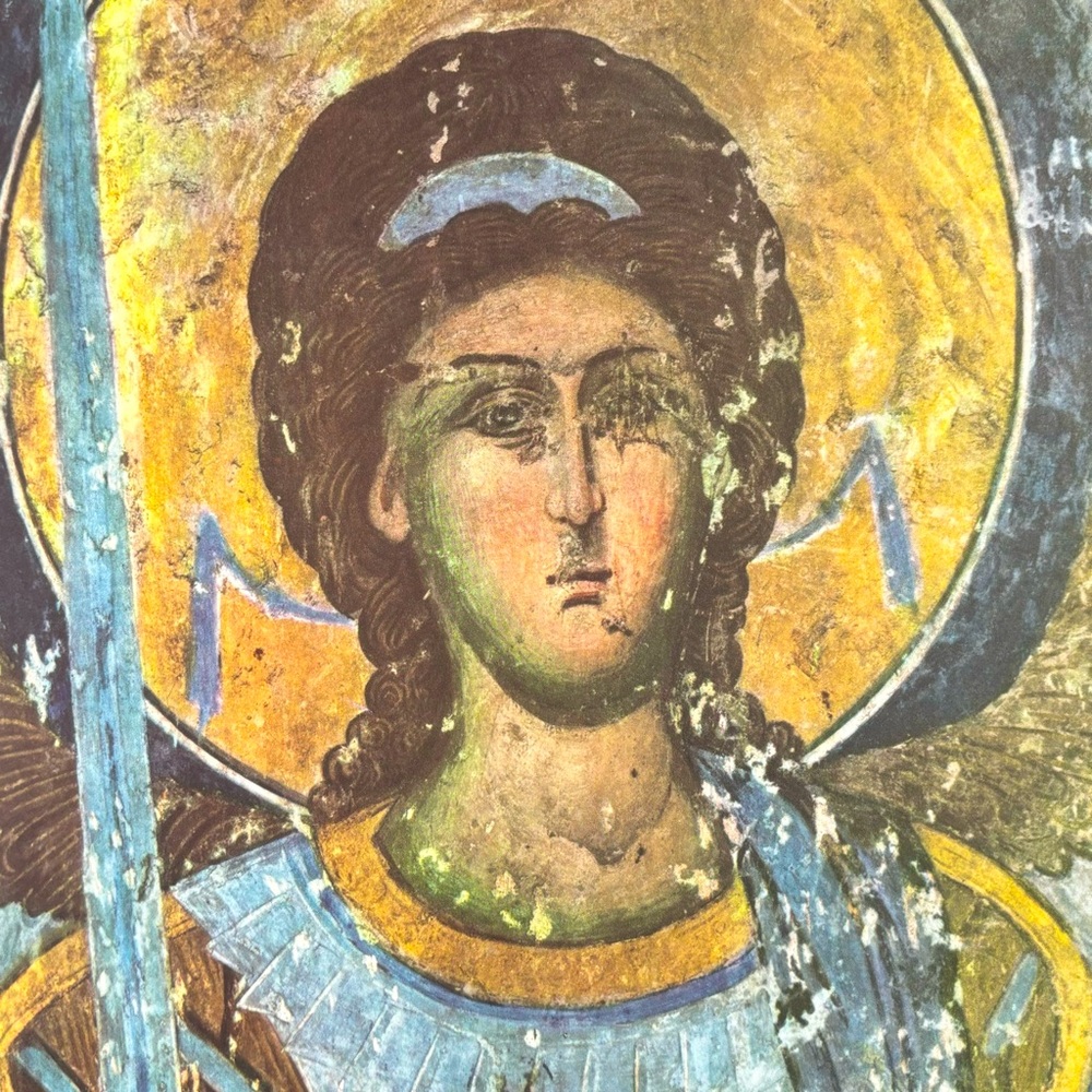Original Vintage Fine Art Print Poster Medieval Yugoslavia Wall Frescoes Antique